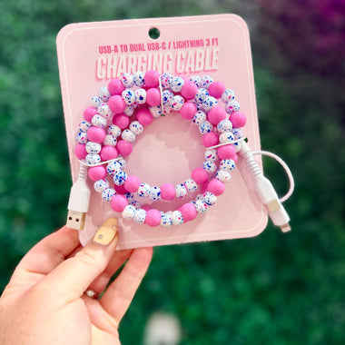 Bubble Gum Conffetti Beaded Universal Charger