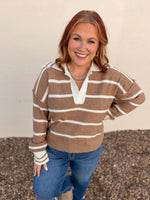 Ainsley Taupe Striped Top