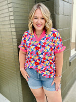 Floral V Neck Top