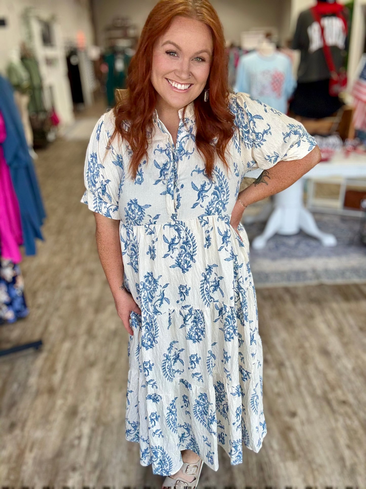 Jeri Blue Floral Dress