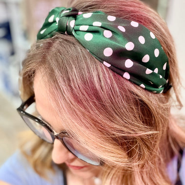Polka Dot Headband In Green
