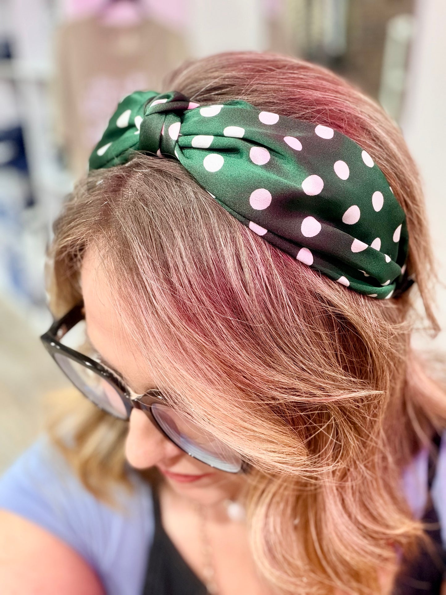 Polka Dot Headband In Green