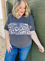 Sherry Ribbed Leopard Top