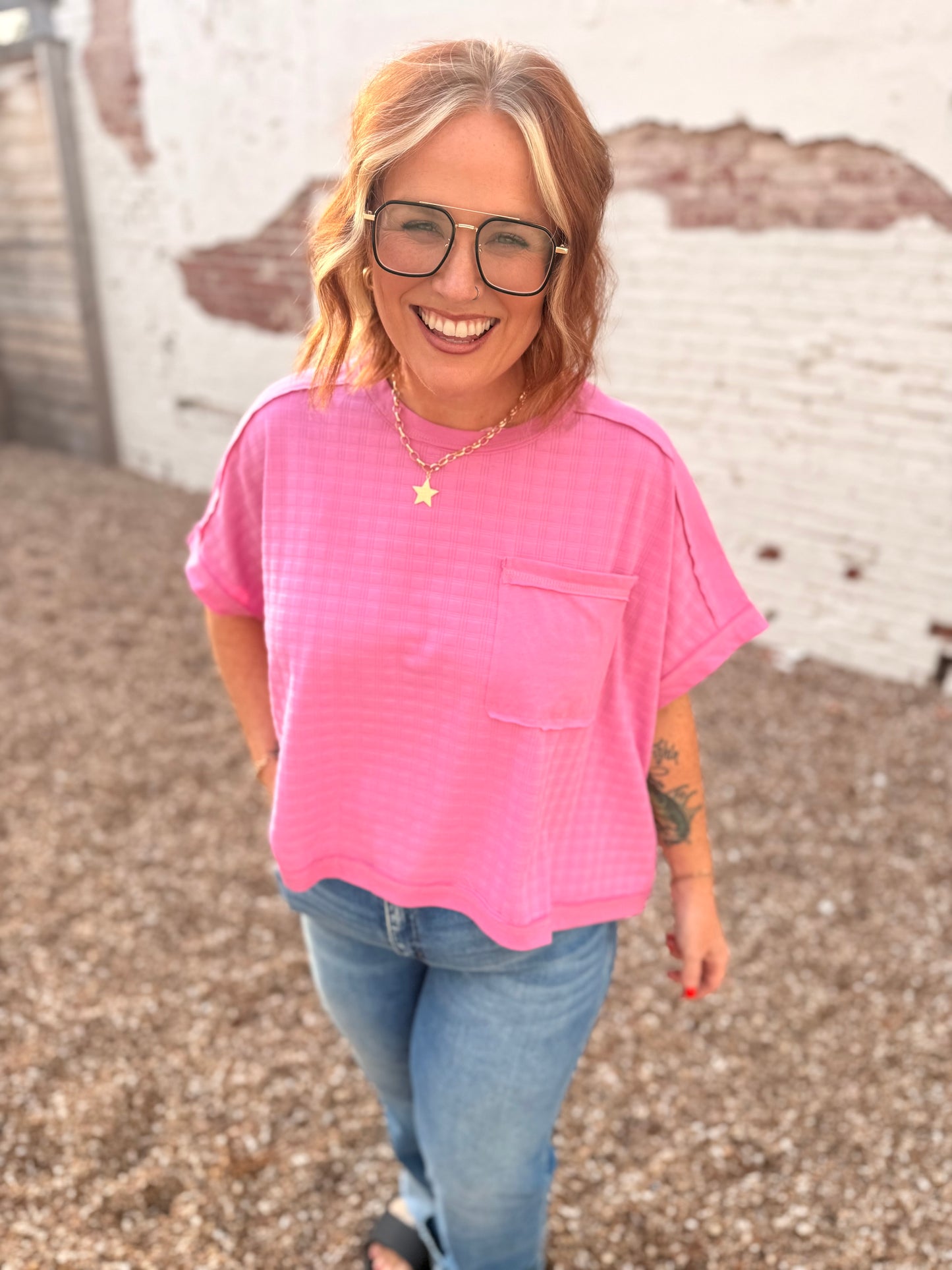 Nicole Textured Pink Top