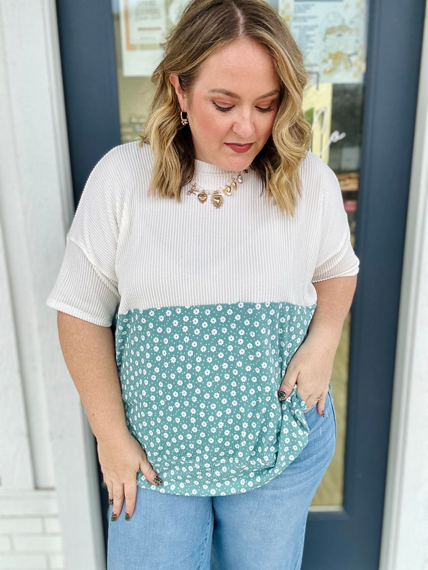 Courtney Oversized Ribbed Floral Top