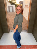 Ribbed Quarter Sleeve Top (Multiple Colors)