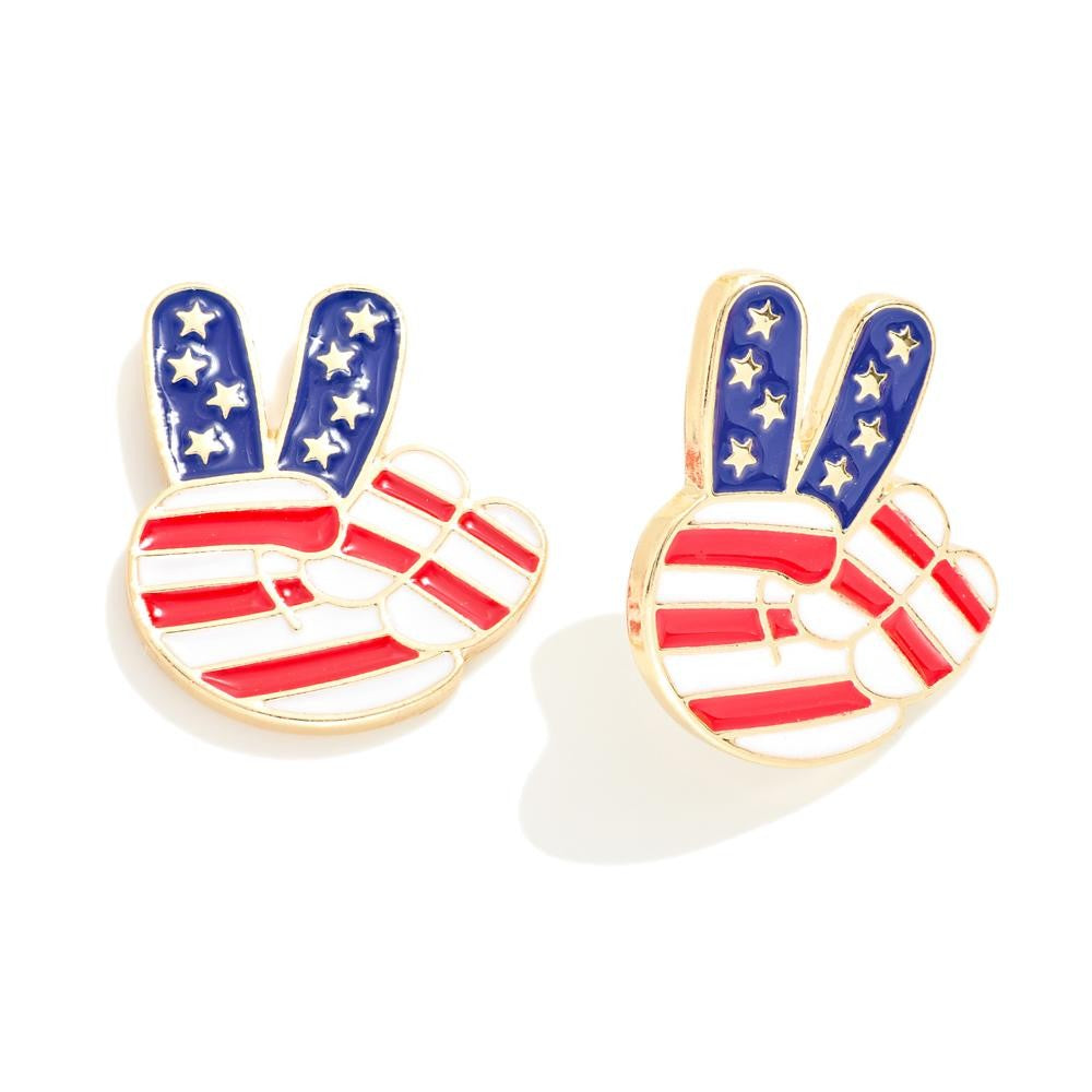 Peace Hand Patriotic Studs