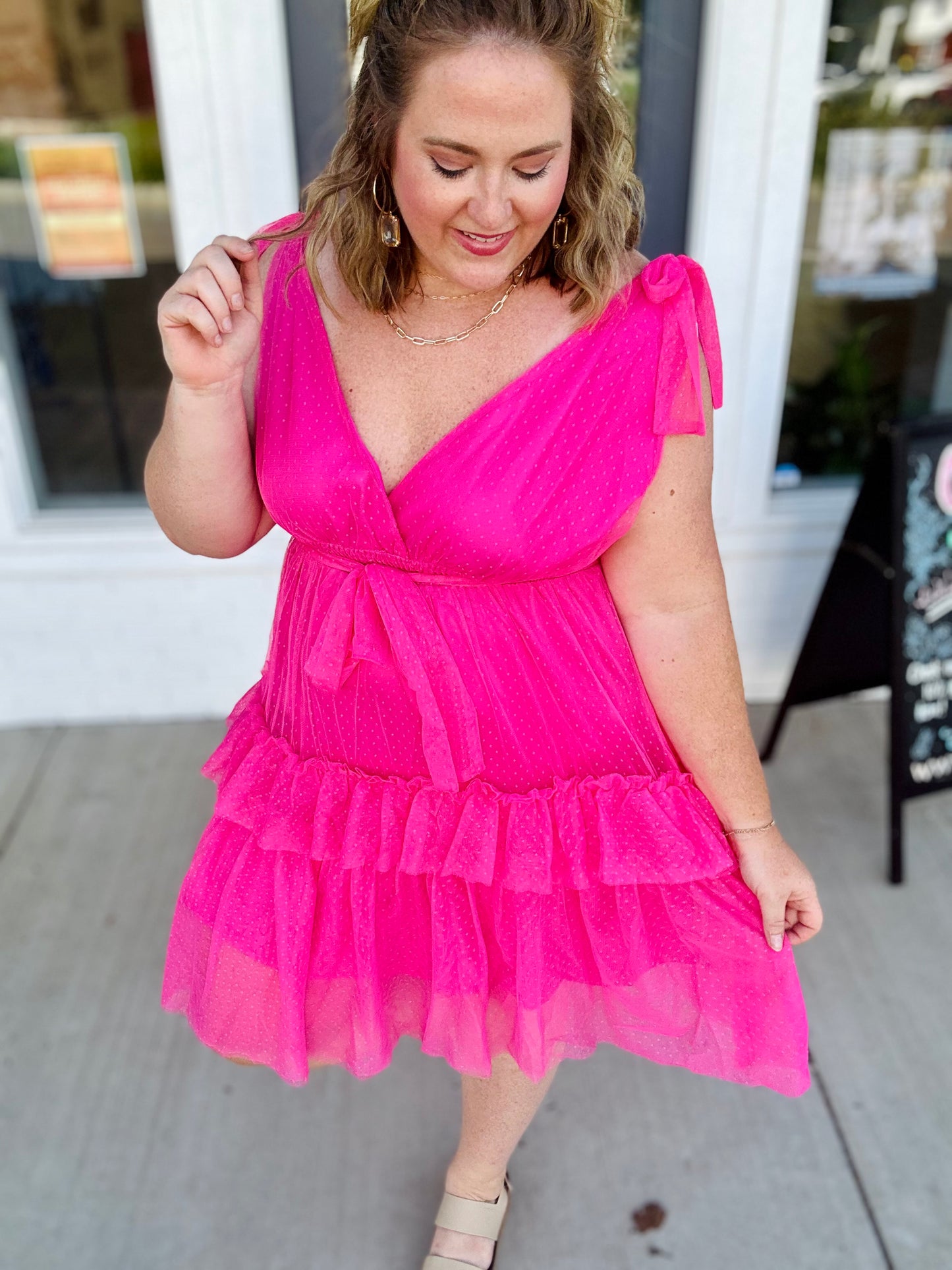 Alianah Pink Tiered Dress