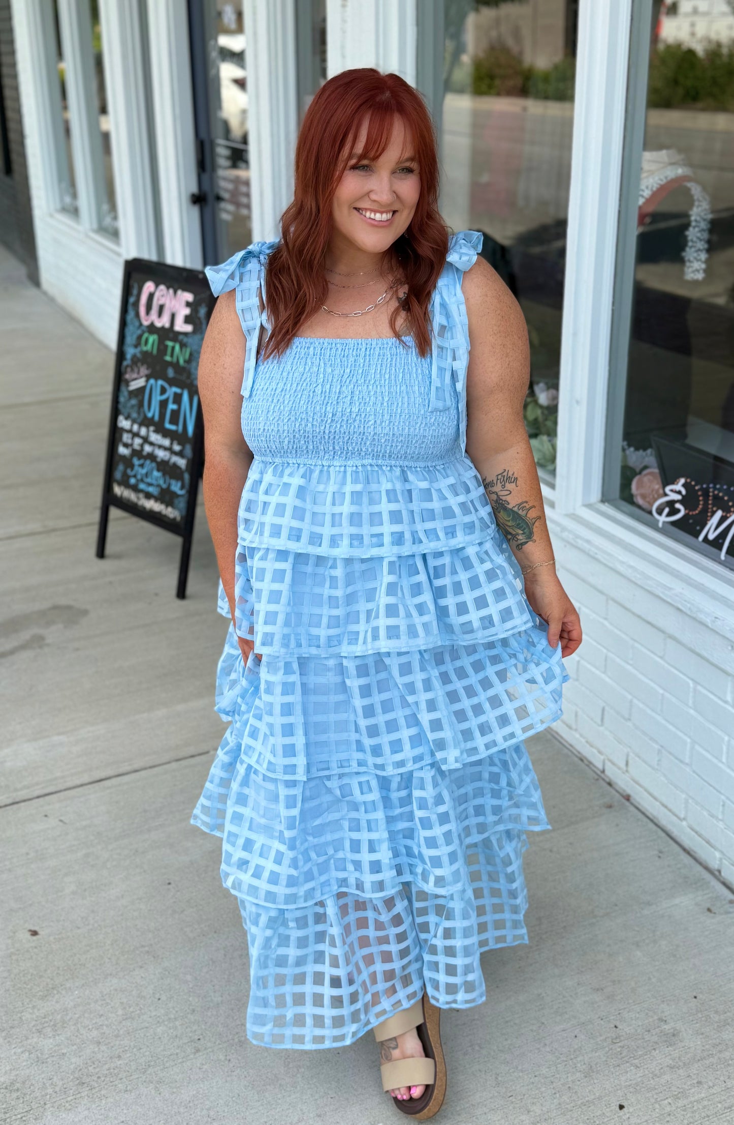 Briannah Blue Tiered Dress