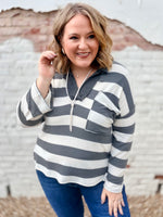 Alexa Grey Striped Top