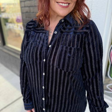 Nelly Striped Collared Top