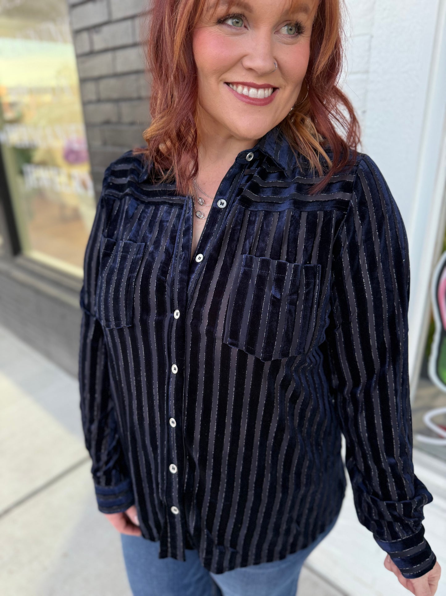 Nelly Striped Collared Top
