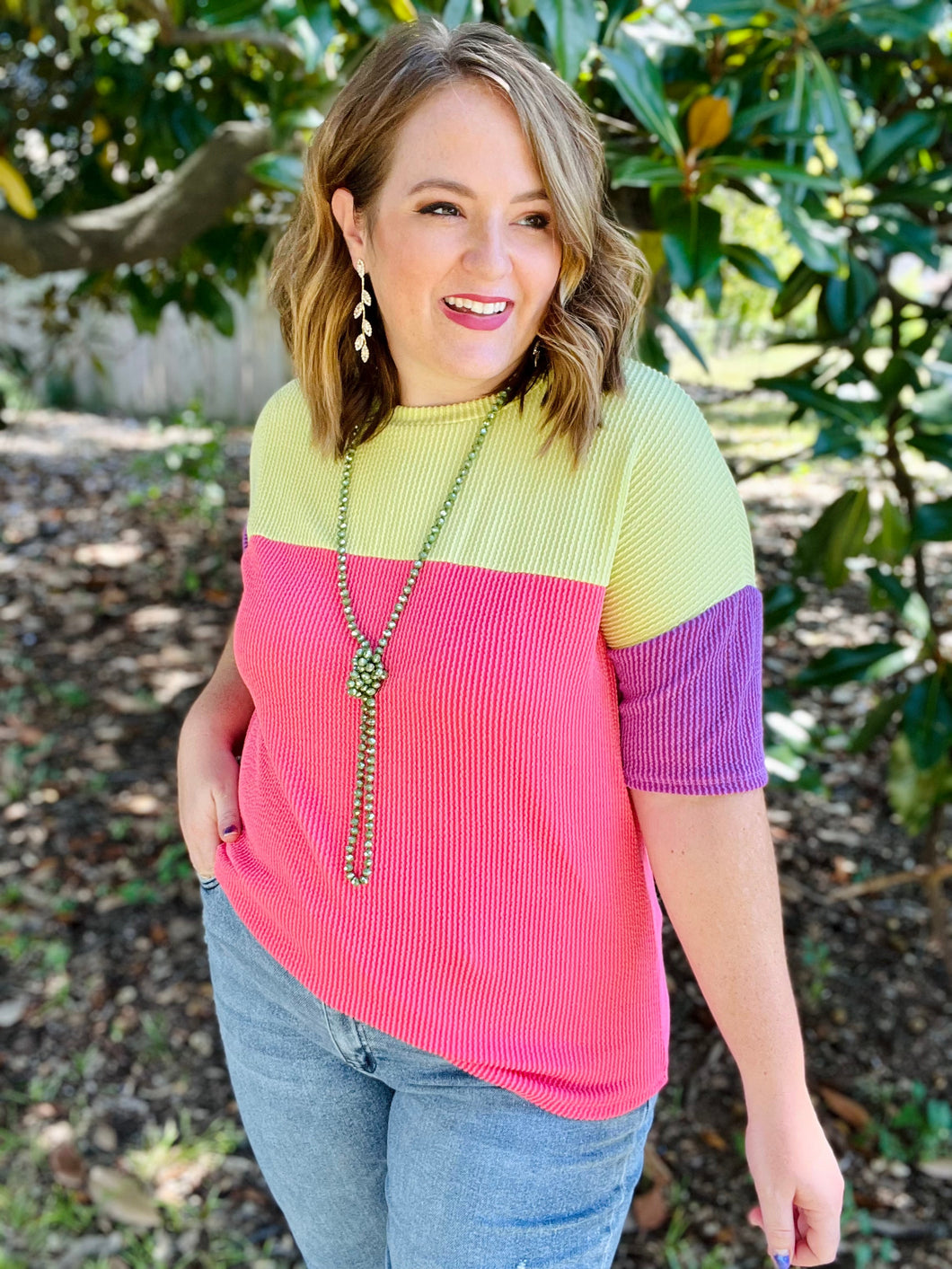 Calli Lime Colorblock Top