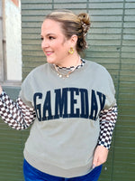 Game Day Embroidered Top in Gray