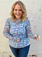 Bloom & Blue Mesh Top
