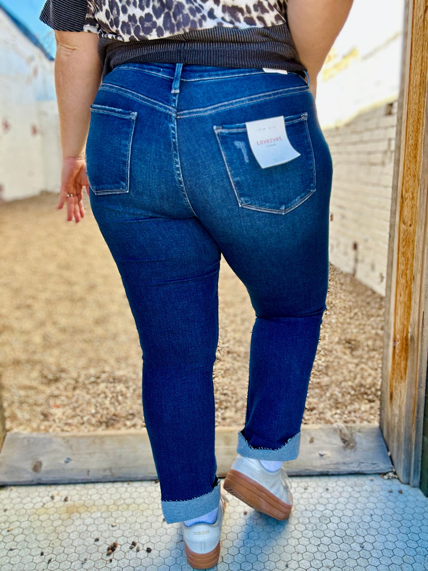 High Rise Cuffed Slim Straight