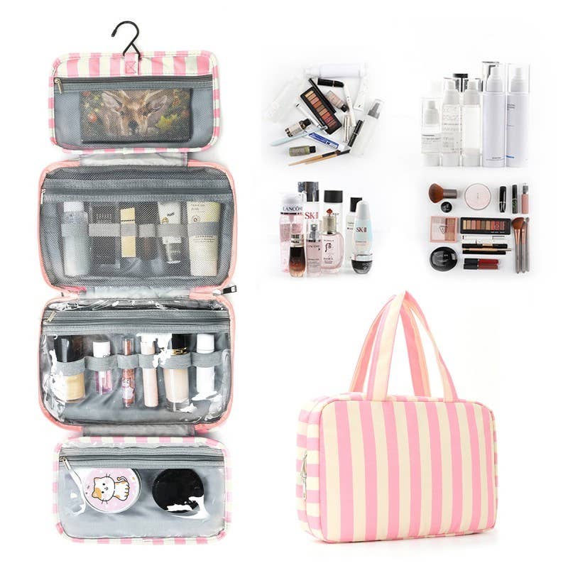 Striped Hanging Toiletry Travel Bag (Multiple Colors)