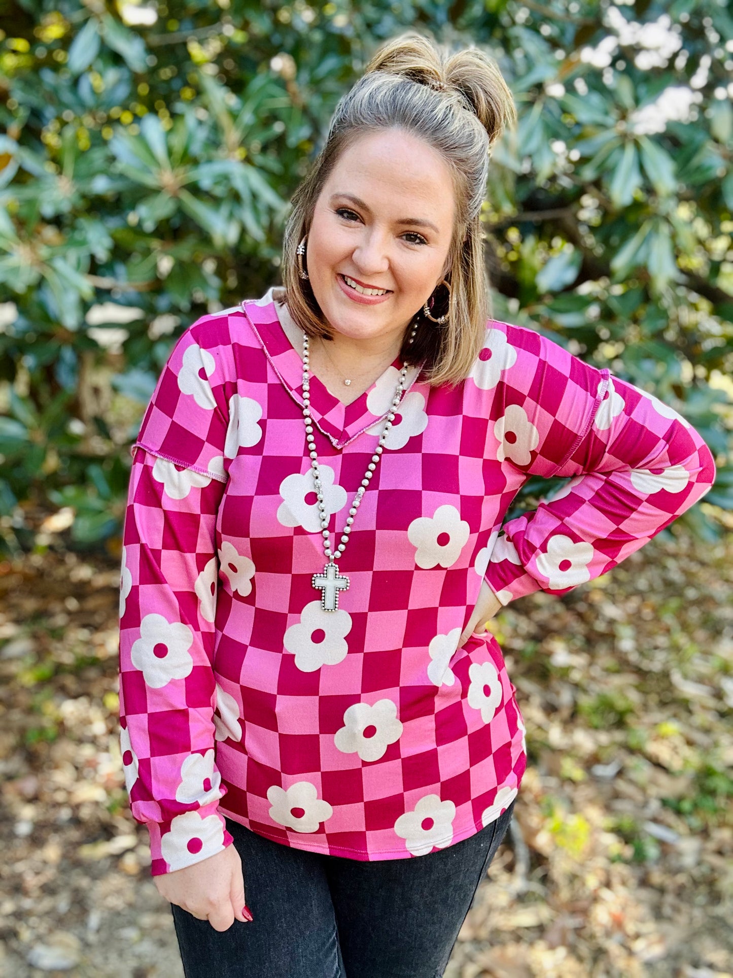 Ferrah Floral Checkered Top