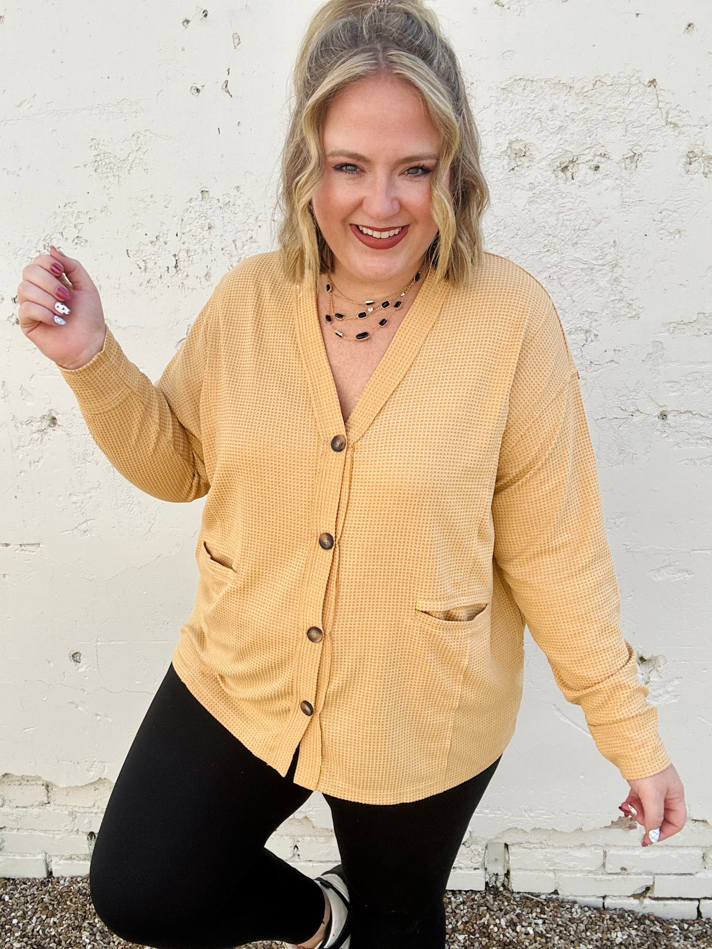 Two-Toned Charm Cardigan - Marigold
