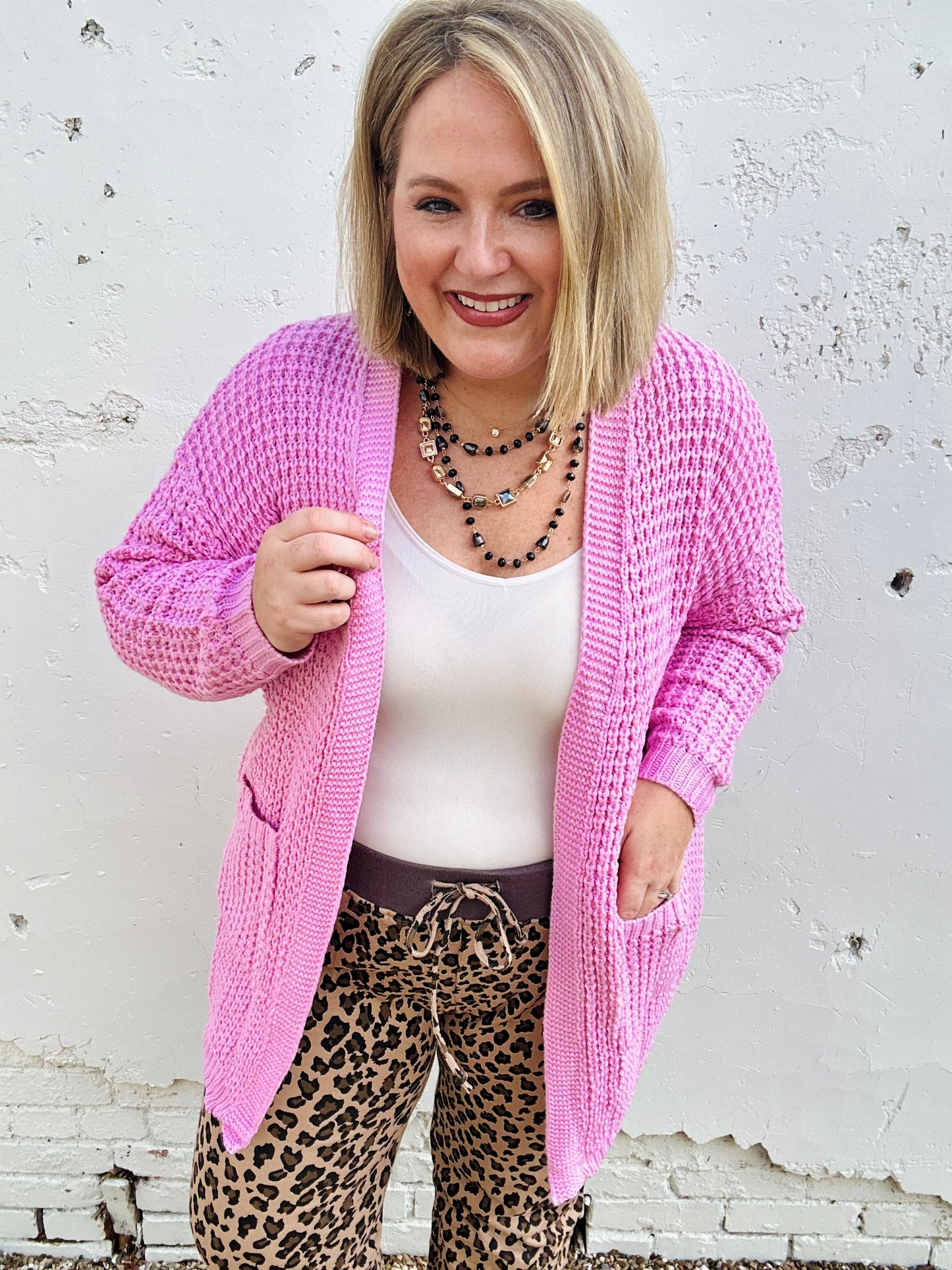 Chunky Waffle Knit Cardigan
