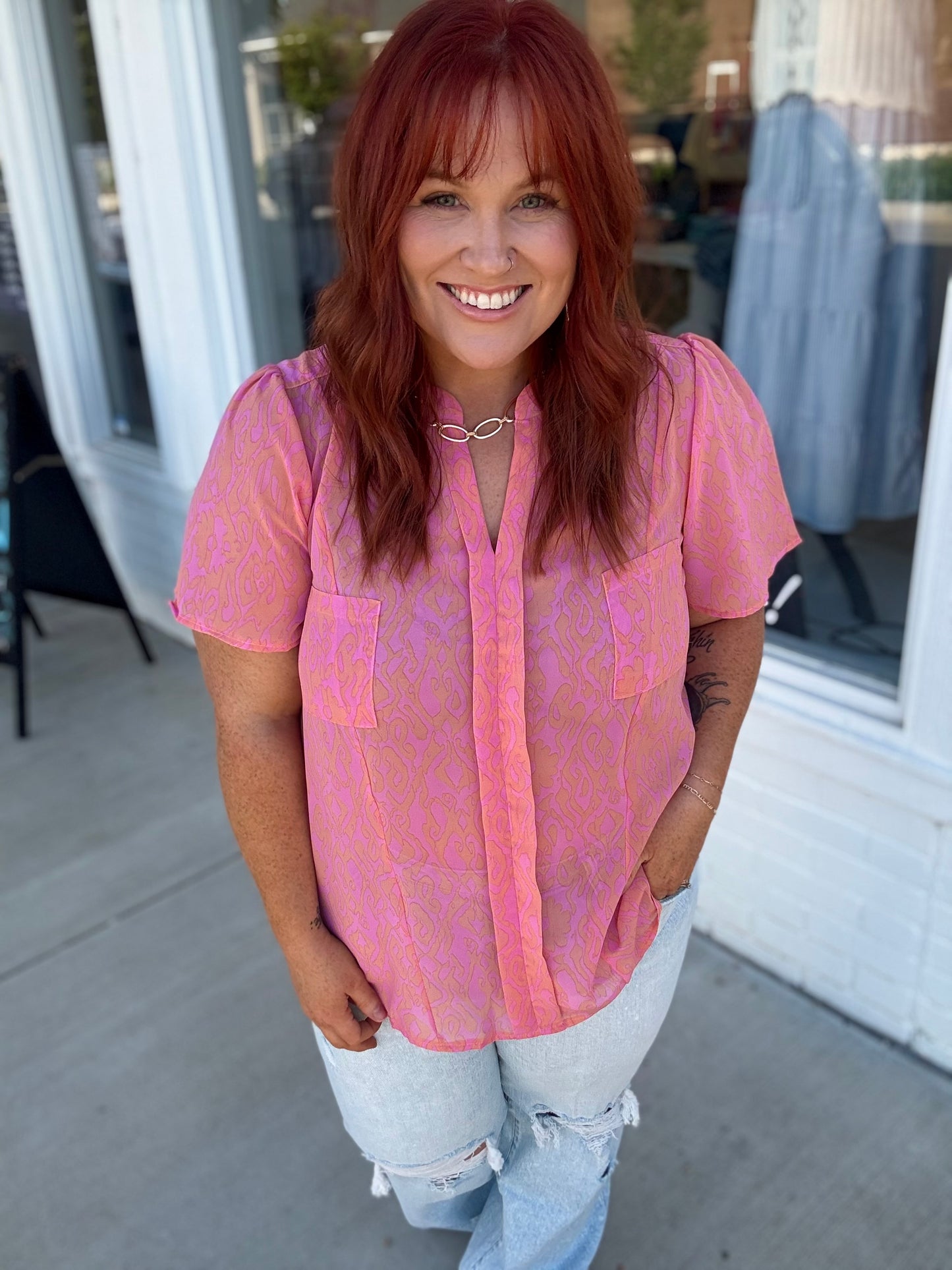 Paige Pink Pocketed Top