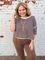 Waffle Striped Boxy Top