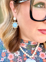 Pearl Post Earrings in Blue