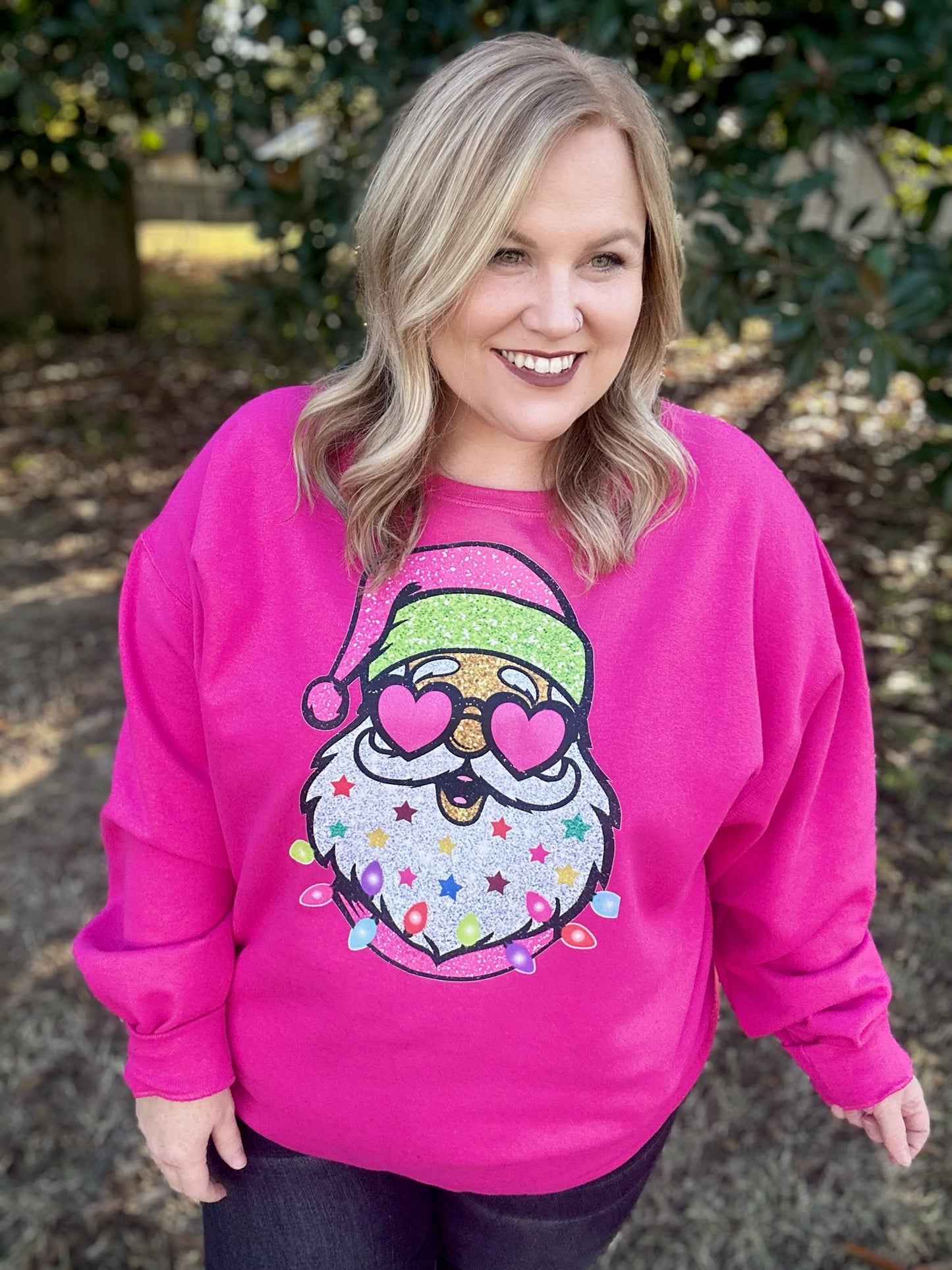 Fancy Santa on Pink Sweatshirt