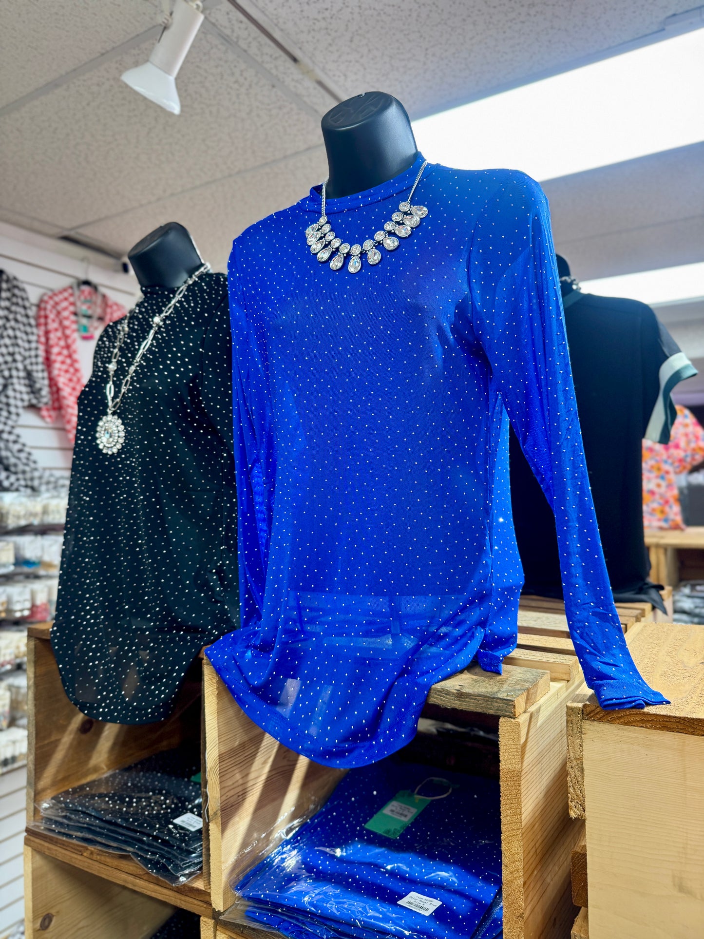 Emerson Rhinestone Mesh Top