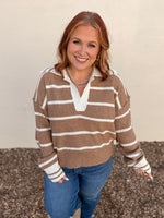 Ainsley Taupe Striped Top