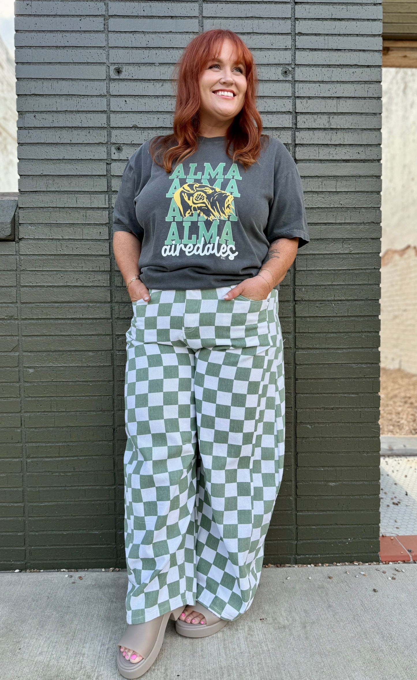 Olivia Checkered Barrel Pants