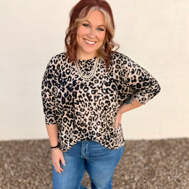 Leopard Quarter Sleeve Top