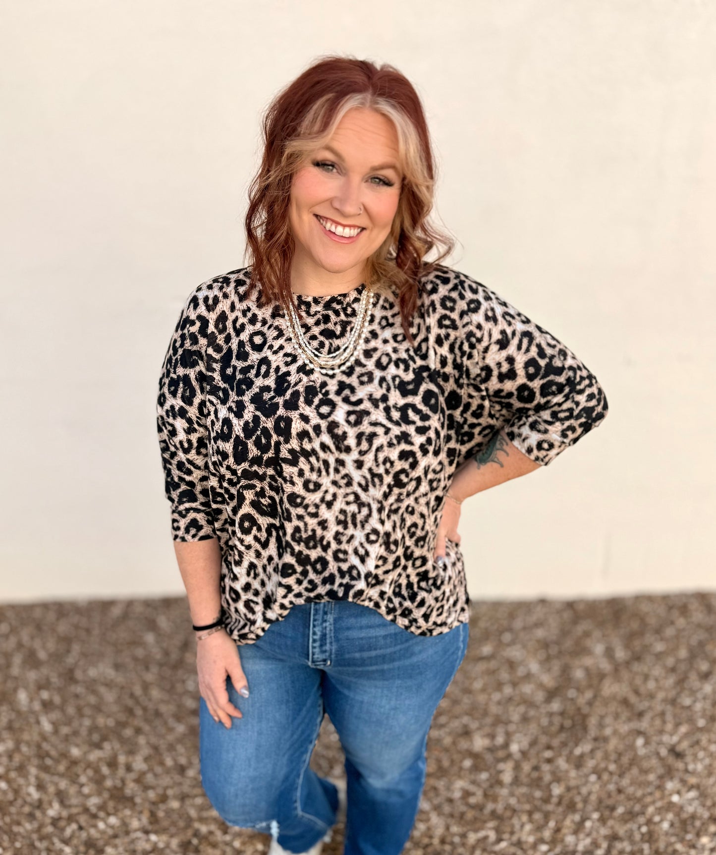 Leopard Quarter Sleeve Top