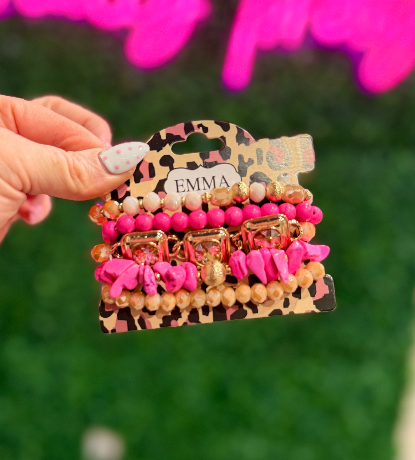 Pink Stone Bracelet Set