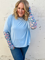 Anna Oversized Spring Tunic Top In Blue