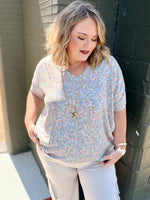 Floral Print Oversized V-Neck Top
