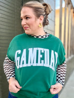 Game Day Embroidered Top in Green