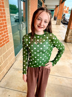 Green and White Polka Dot Mesh