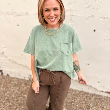 Karen Acid Wash Pants in Brown