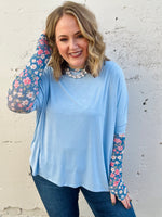 Anna Oversized Spring Tunic Top In Blue