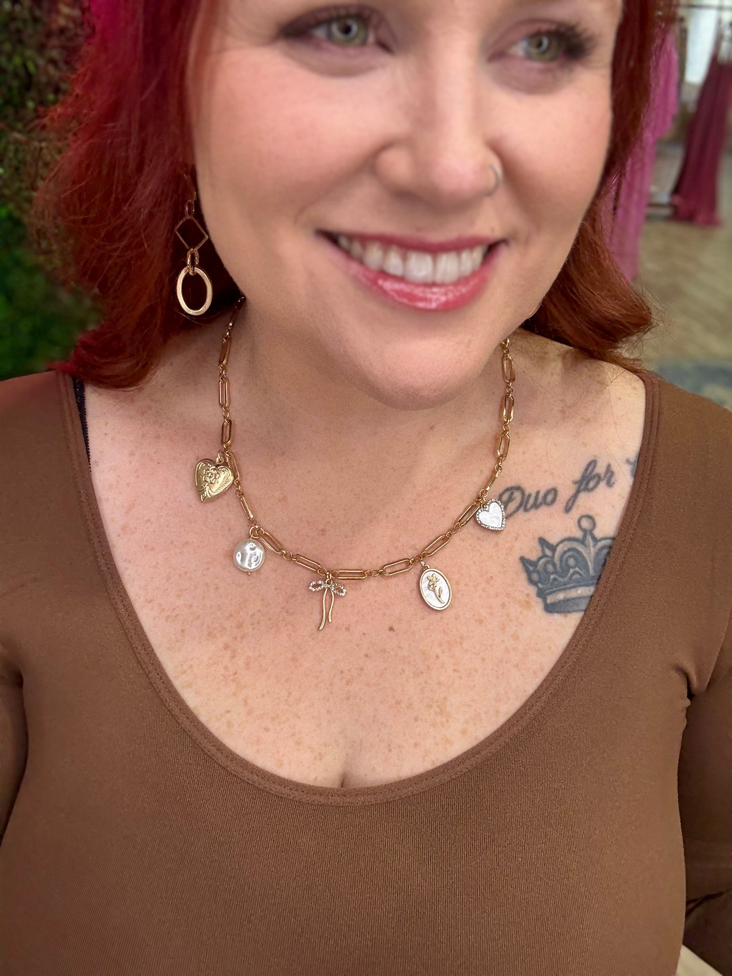 Bow Charm Necklace In Gold