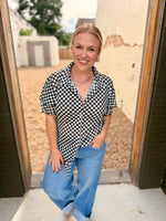 Mesh Checkered Button Down