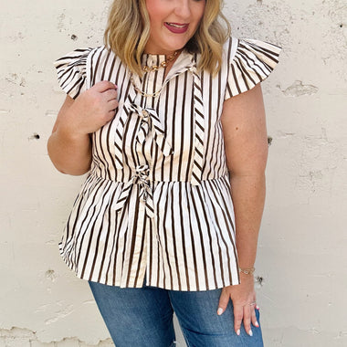 Sarah Striped Peplum Top