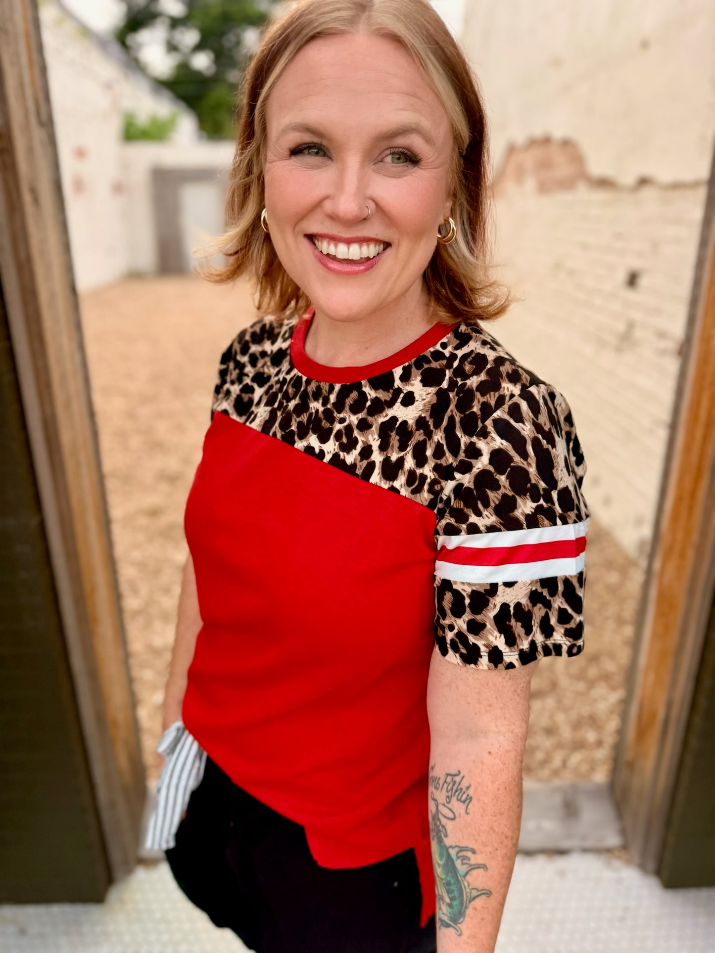 Leopard Accent Top