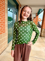 Green and White Polka Dot Mesh