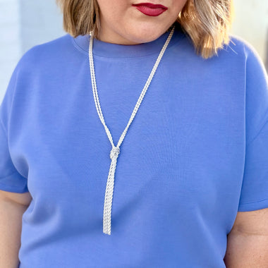 Long Twisted Metal Chain Necklace (Silver or Gold)
