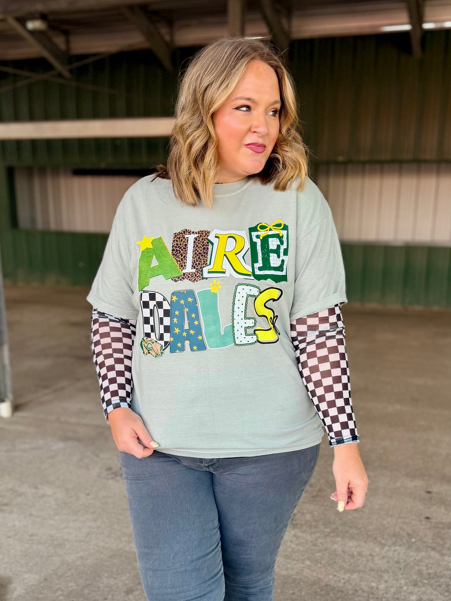 Mixed Print School Spirit Tee