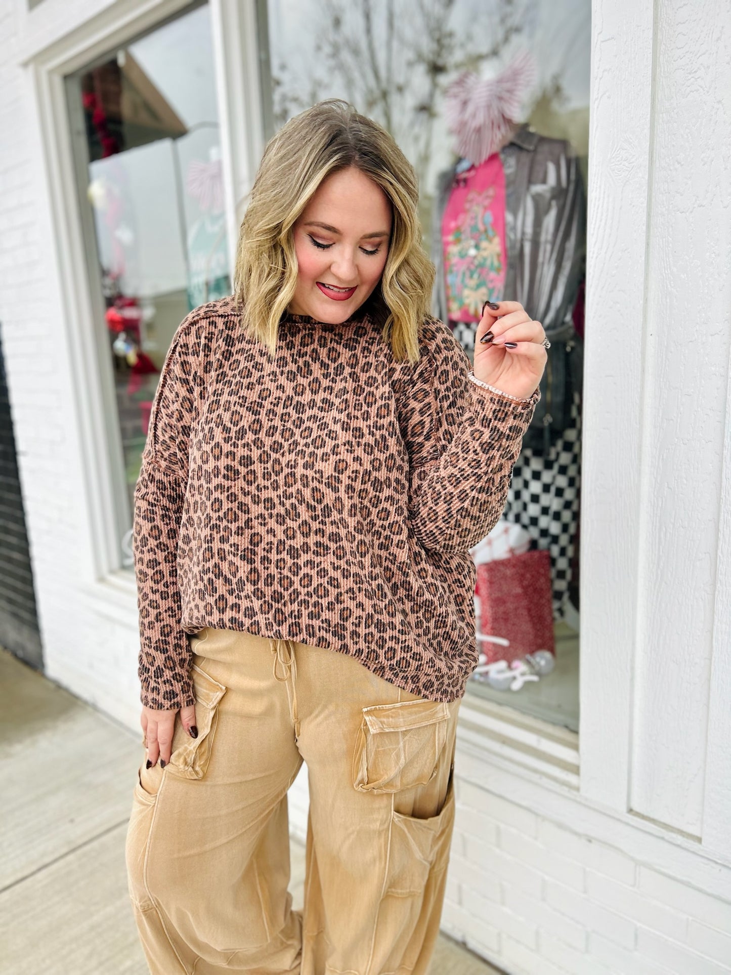 Leopard Long sleeve Ribbed Top