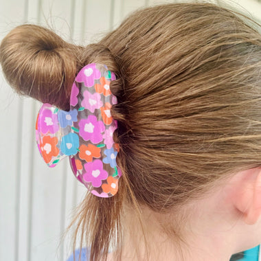 Flower Printed Claw Clip (Multiple Colors)