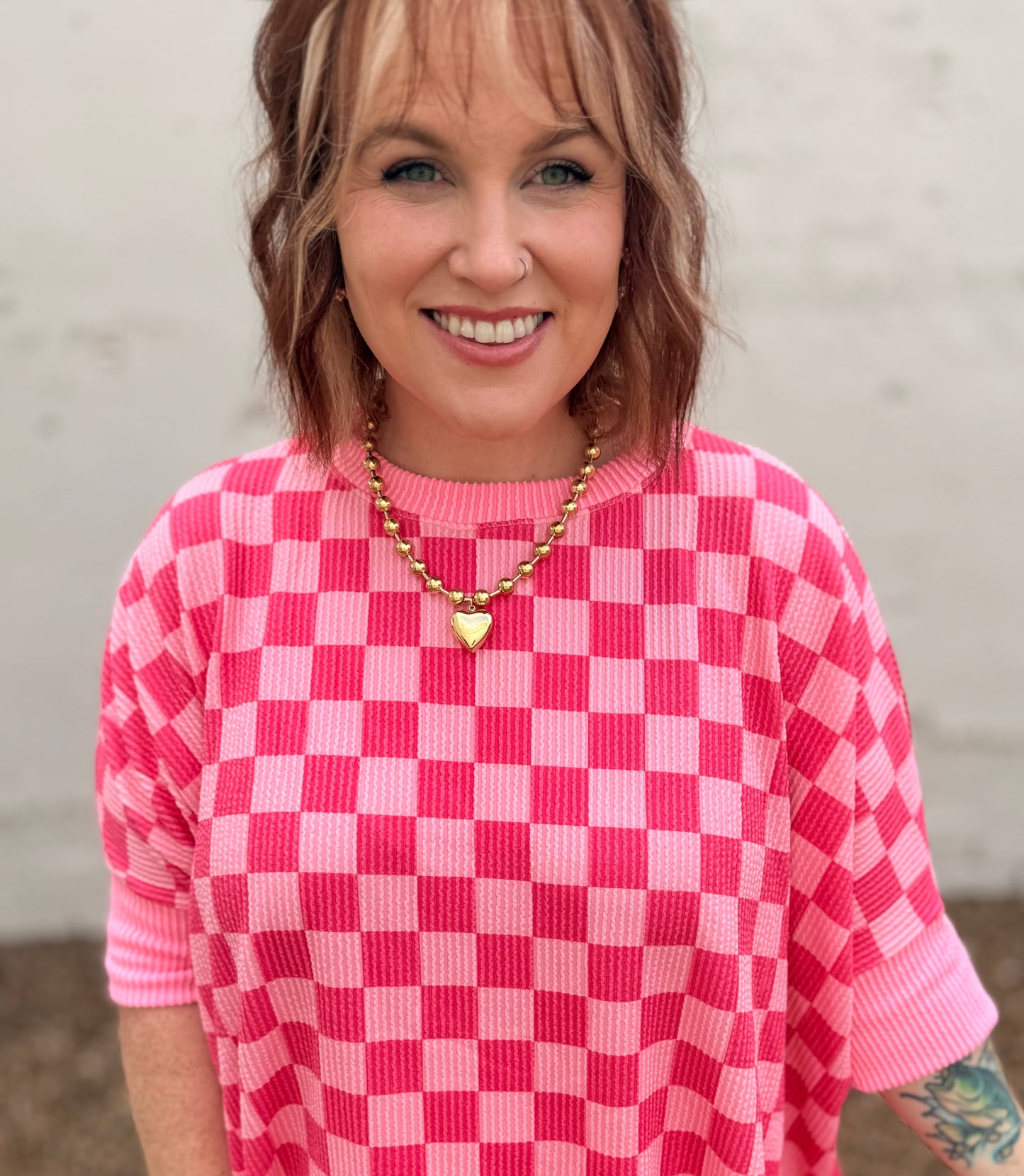 Chunky Ball Chain Heart Necklace